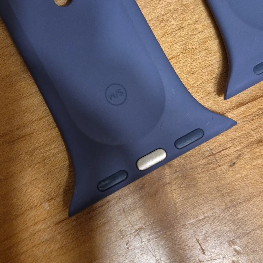 Genuine Apple Watch Silicone Sports Band Blue & Black 44mm S/m X 2